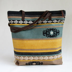Large CANVAS TOTE / SHOULDER Bag with Leather Handles
