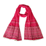 Hot Pink; Hand Embroidered Long Scarf