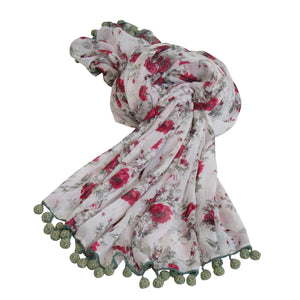 Printed Poly Crinkle Floral Scarf