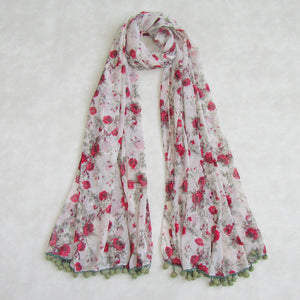 Printed Poly Crinkle Floral Scarf