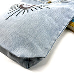 Evil Eye Protector; "Give it a different Meaning" Denim Tote Bag | Light Blue Denim