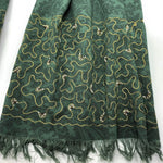 Olive: Hand embroidered with gold thread and Beads; Long Scarf