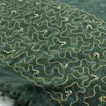 Olive: Hand embroidered with gold thread and Beads; Long Scarf