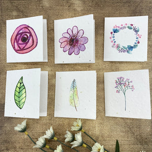 Seed paper plantable Mini - Gift Cards from our "i-grow" collection : Floral | Set of 6