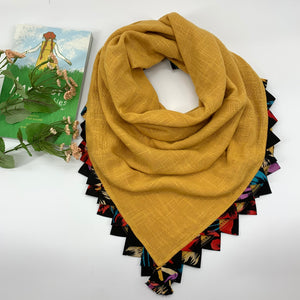 Cotton Collection: Large Square Scarf with Fabric Triangles