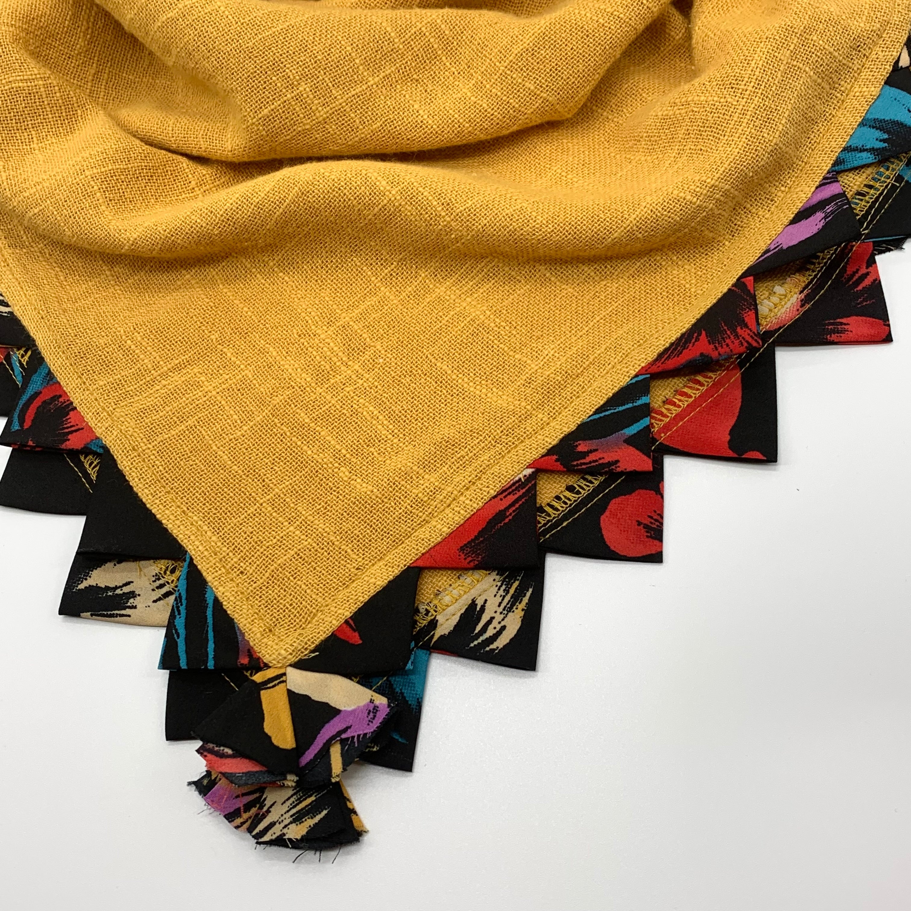 Cotton Collection: Large Square Scarf with Fabric Triangles