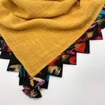 Cotton Collection: Large Square Scarf with Fabric Triangles