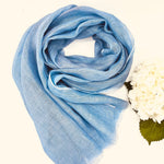 Natural Hand Dyed Linen Scarf : Crush Blue