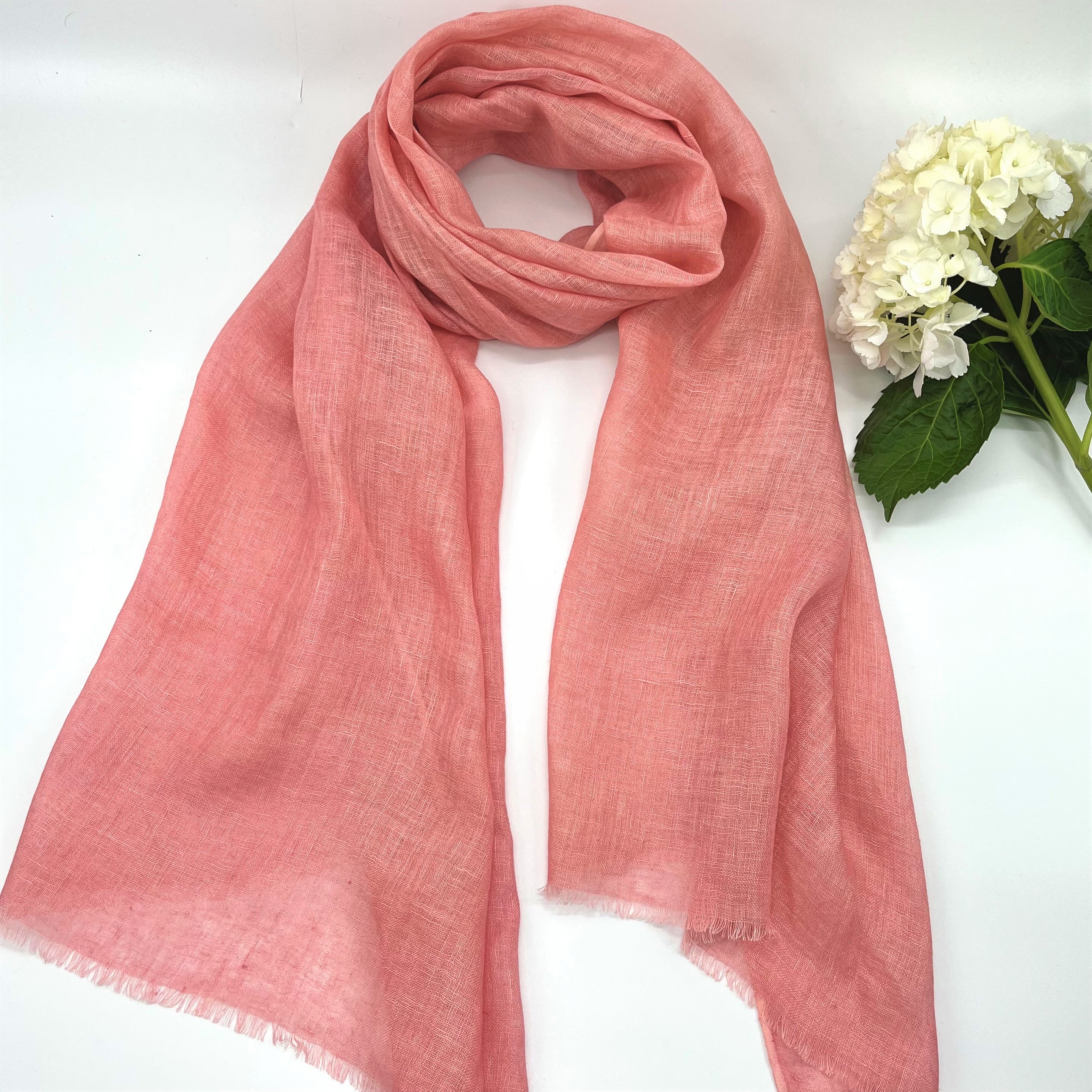 Natural Hand Dyed Linen Scarf : Dusty Pink