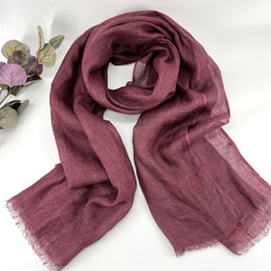 Natural Hand Dyed Linen Scarf : Grape Purple