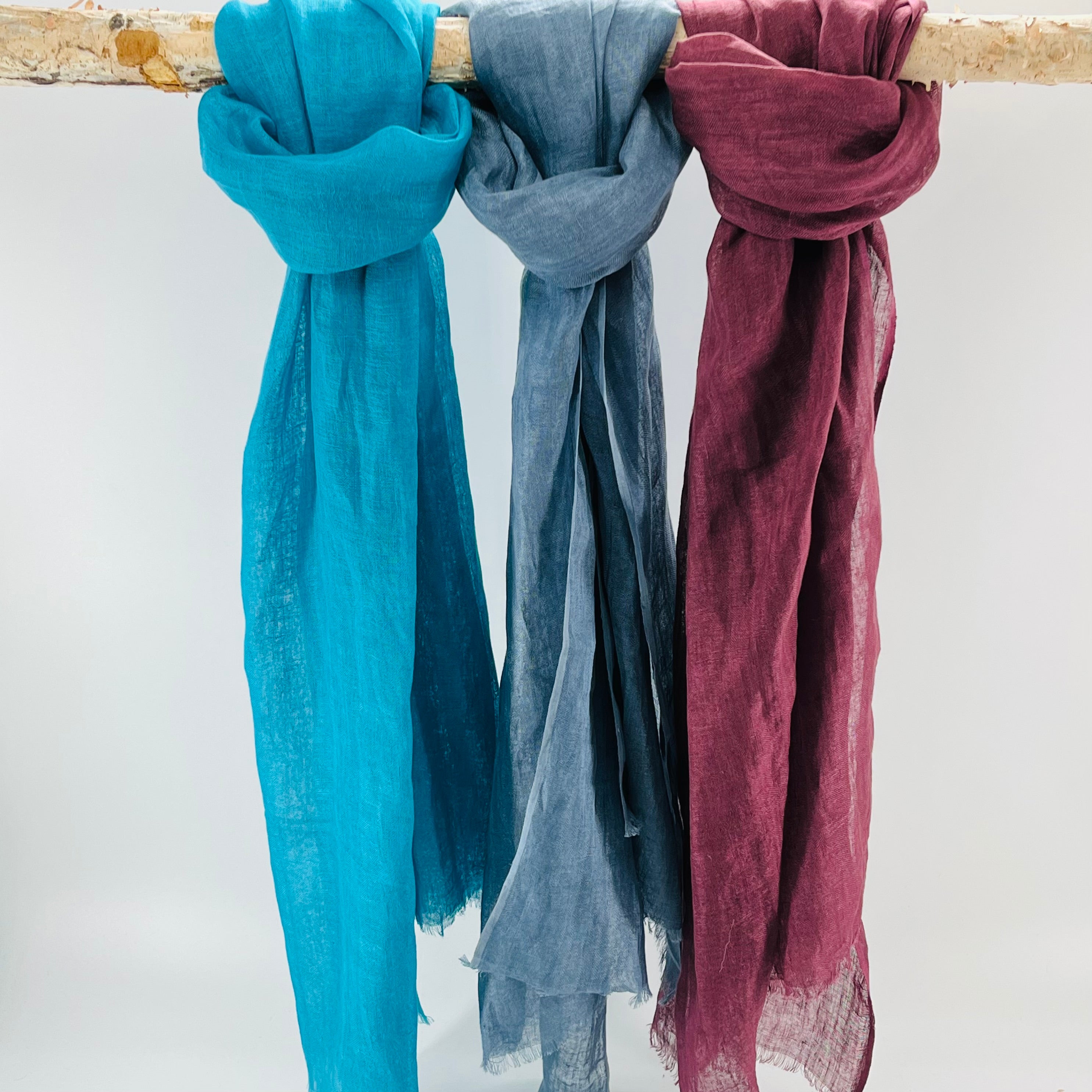 Natural Hand Dyed Linen Scarf : French Blue