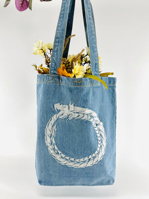 Ouroboros "the never ending cycle" Denim Tote Bag | Blue Denim