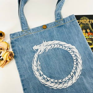 Ouroboros "the never ending cycle" Denim Tote Bag | Blue Denim