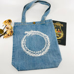 Ouroboros "the never ending cycle" Denim Tote Bag | Blue Denim
