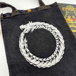 Ouroboros "the never ending cycle" Denim Tote Bag | Charcoal Denim