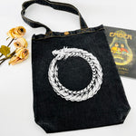 Ouroboros "the never ending cycle" Denim Tote Bag | Charcoal Denim
