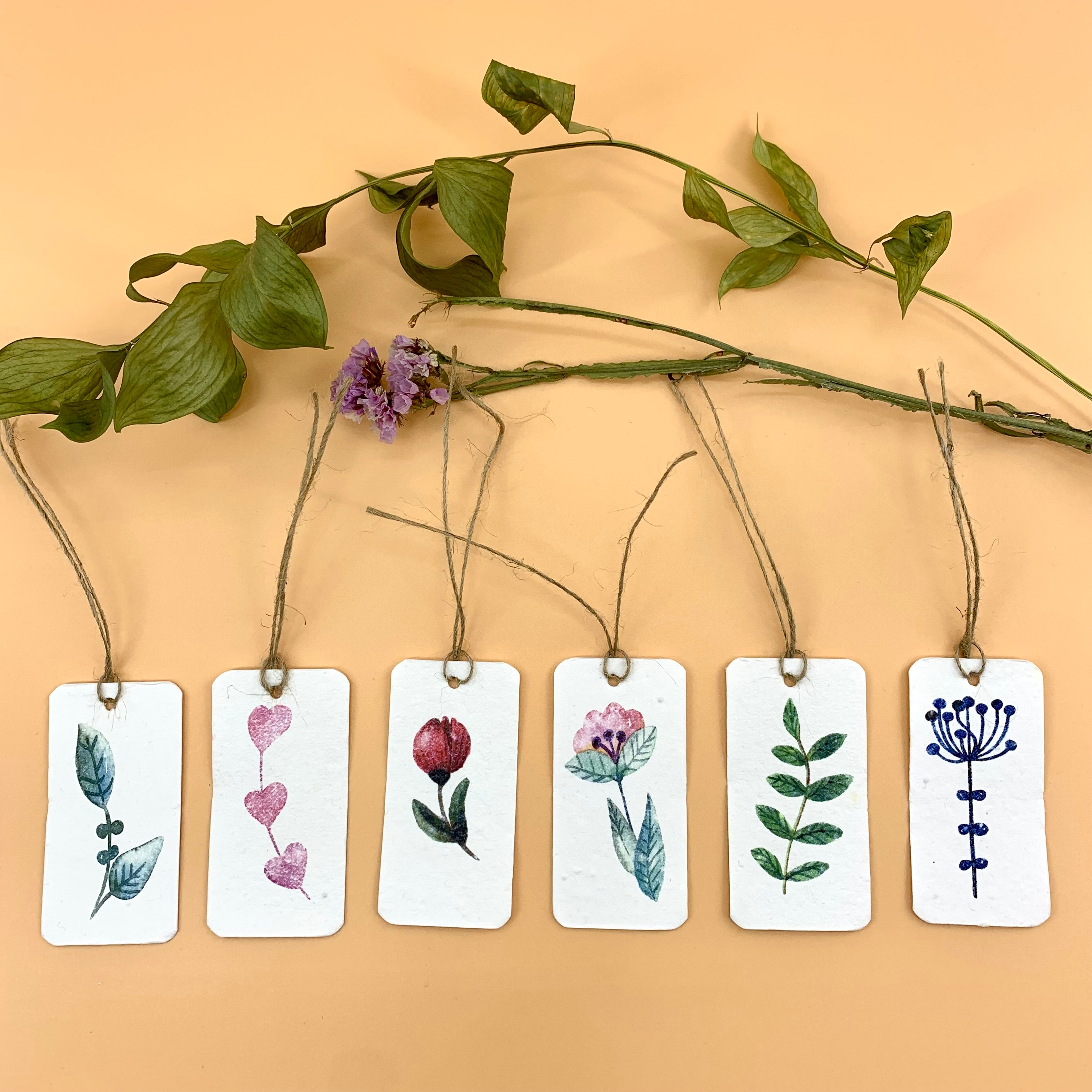 Seed paper plantable gift tags from our "i-grow" collection : Botanical | Set of 6