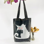 My Neighbor's "Scary Cat" Denim Tote Bag | Charcoal Denim
