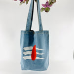 "Third Eye of Lord Shiva" Denim Tote Bag | Light Blue Denim