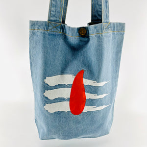 "Third Eye of Lord Shiva" Denim Tote Bag | Light Blue Denim