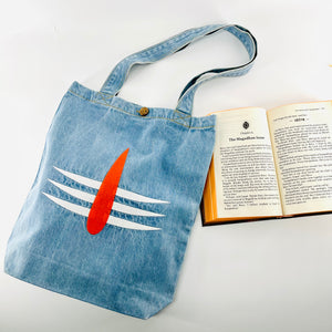 "Third Eye of Lord Shiva" Denim Tote Bag | Light Blue Denim