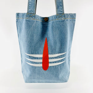 "Third Eye of Lord Shiva" Denim Tote Bag | Light Blue Denim