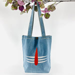 "Third Eye of Lord Shiva" Denim Tote Bag | Light Blue Denim