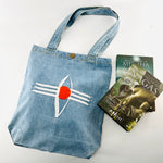 "Third Eye of Lord Shiva" Denim Tote Bag | Light Blue Denim