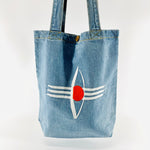 "Third Eye of Lord Shiva" Denim Tote Bag | Light Blue Denim