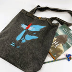 "The Blues of Lord Shiva" Denim Tote Bag | Charcoal Denim