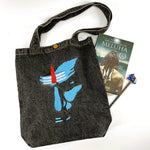 "The Blues of Lord Shiva" Denim Tote Bag | Charcoal Denim