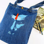 "The Blues of Lord Shiva" Denim Tote Bag | Blue Denim