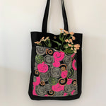 Sequin Embroidery Denim Collection Tote Bag : BLACK