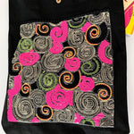 Sequin Embroidery Denim Collection Tote Bag : BLACK
