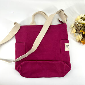 Upcycled Waxed Canvas, Heavy Duty Bags | Magenta Pink