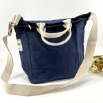 Upcycled Waxed Canvas, Heavy Duty Bags | Navy Blue