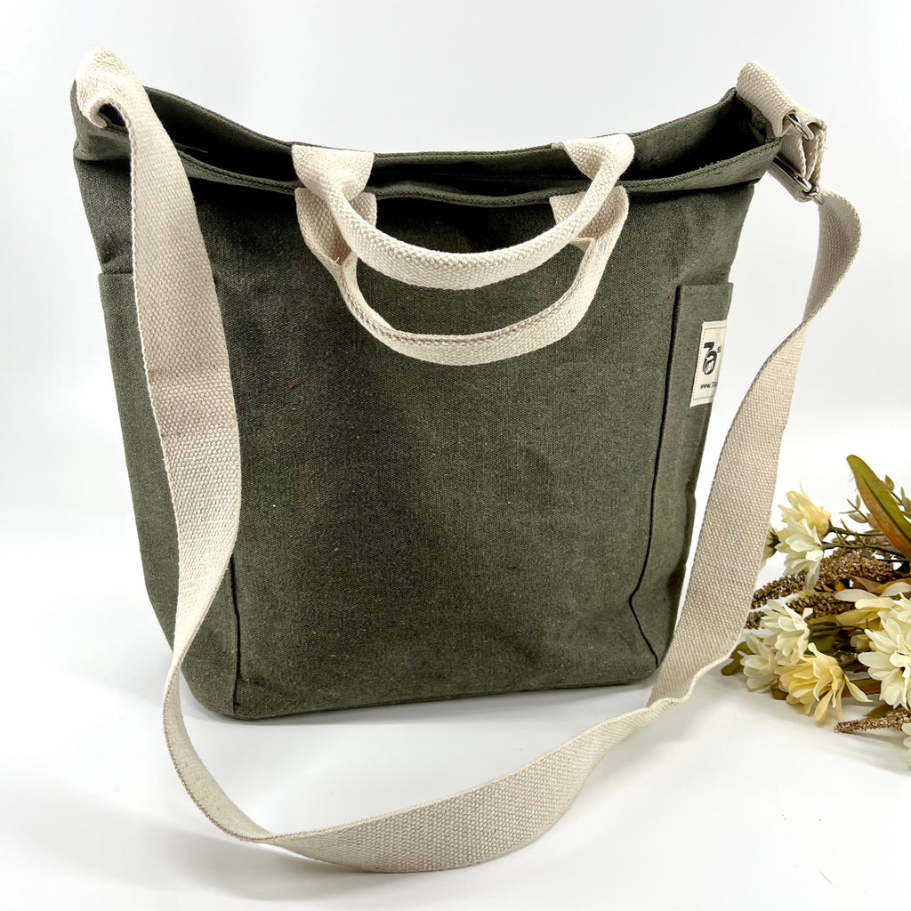 Upcycled Waxed Canvas, Heavy Duty Bags | Olive Green