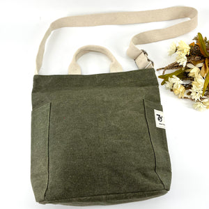 Upcycled Waxed Canvas, Heavy Duty Bags | Olive Green